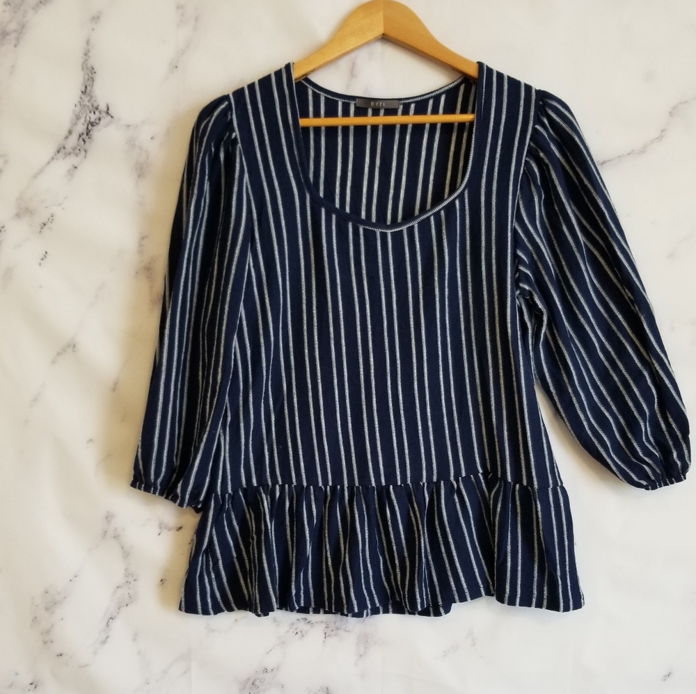 GYFT peplum striped top, size Large